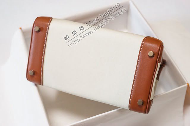 Hermes女包 愛馬仕經典款birkin女包 2020特別款拼接鉑金 Swift+帆布 Hermes鉑金手提女包  am2066